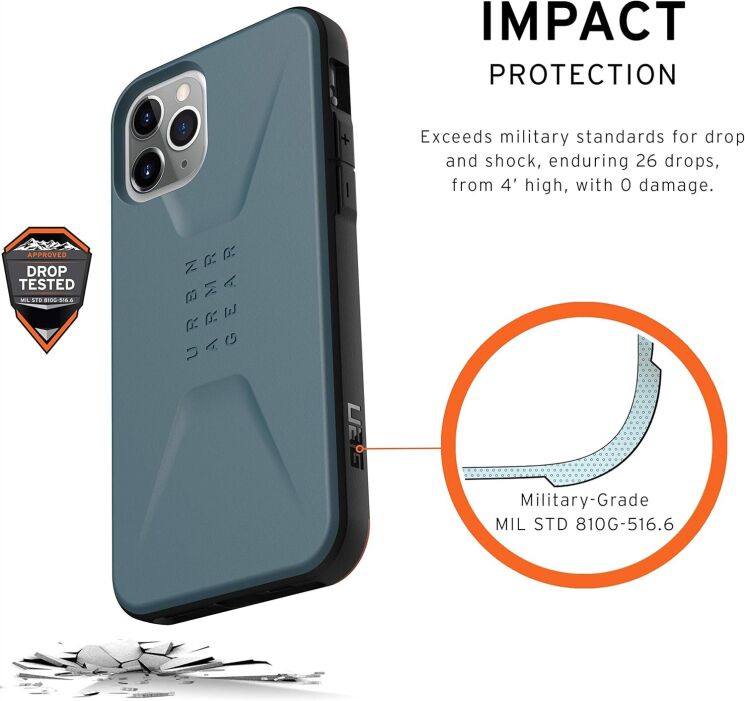 Защитный чехол URBAN ARMOR GEAR (UAG) Civilian для Apple iPhone 11 Pro (11170D115454) - Slate: фото 8 из 8