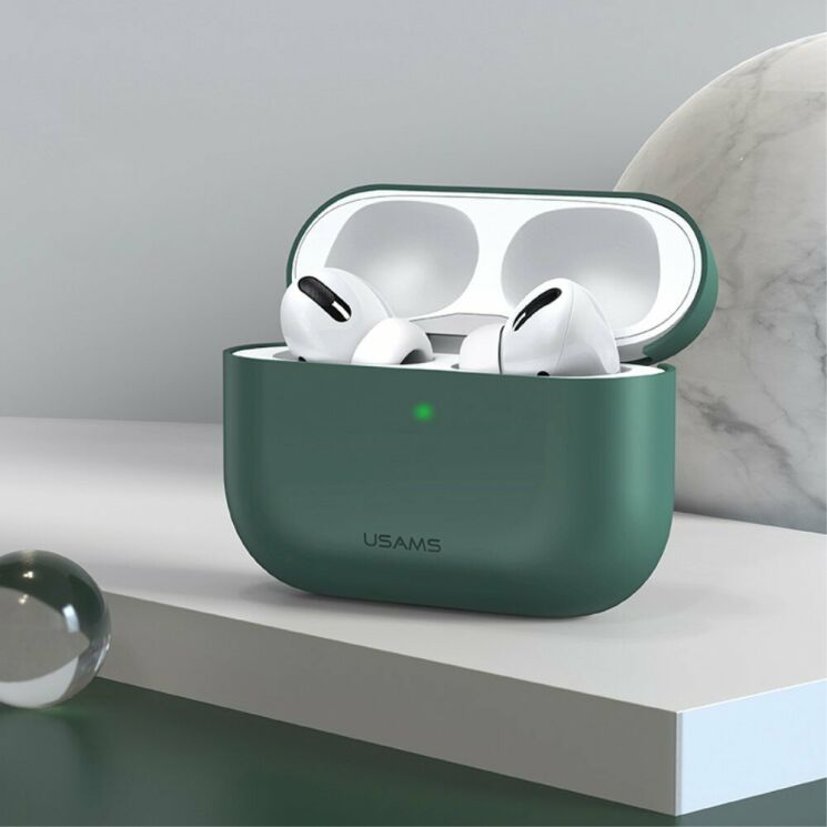 Защитный чехол USAMS US-BH569 Ultrathin Silicone Cover для Apple AirPods Pro - Green: фото 1 из 13