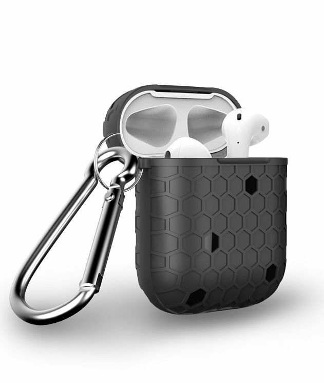 Чехол Deexe Honeycomb Pattern для Apple AirPods 1 / 2 - Black: фото 5 из 8