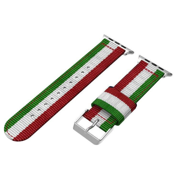 Ремінець UniCase Nylon для Apple Watch 42 (Series 10/11) / 41 / 40 / SE 40 / 38 - Red / White / Green: фото 10 з 16