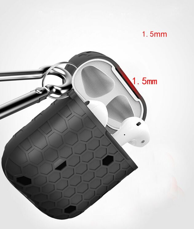 Чехол Deexe Honeycomb Pattern для Apple AirPods 1 / 2 - Black: фото 8 из 8