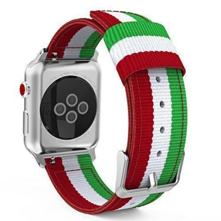 Ремінець UniCase Nylon для Apple Watch 42 (Series 10/11) / 41 / 40 / SE 40 / 38 - Red / White / Green: фото 1 з 16