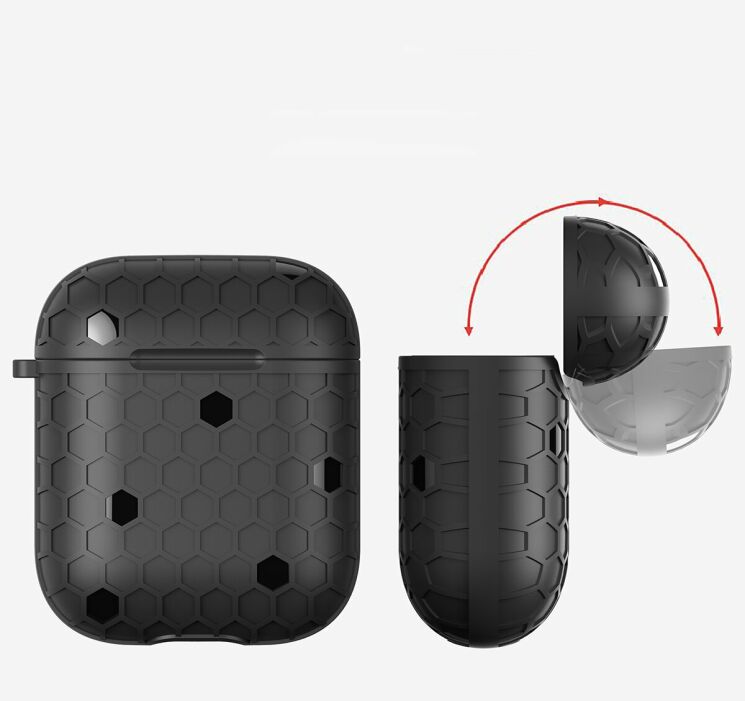 Чехол Deexe Honeycomb Pattern для Apple AirPods 1 / 2 - Black: фото 6 из 8