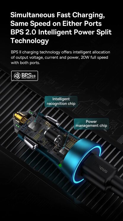 Автомобильное зарядное устройство Baseus Golden Contactor Pro (2Type-C, 40W) CGJP000013 - Dark Grey: фото 10 из 21
