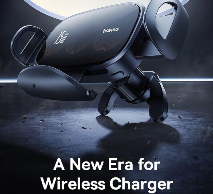 Автомобільний тримач із бездротовою зарядкою Baseus LightChaser Series (C40355901111-00) - Black: фото 9 з 17