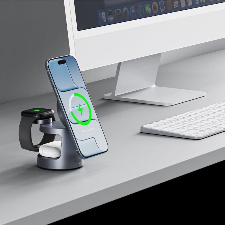 Беспроводное зарядное устройство Tech-Protect 3 in 1 A48 (25W) - Dark Grey: фото 9 из 10