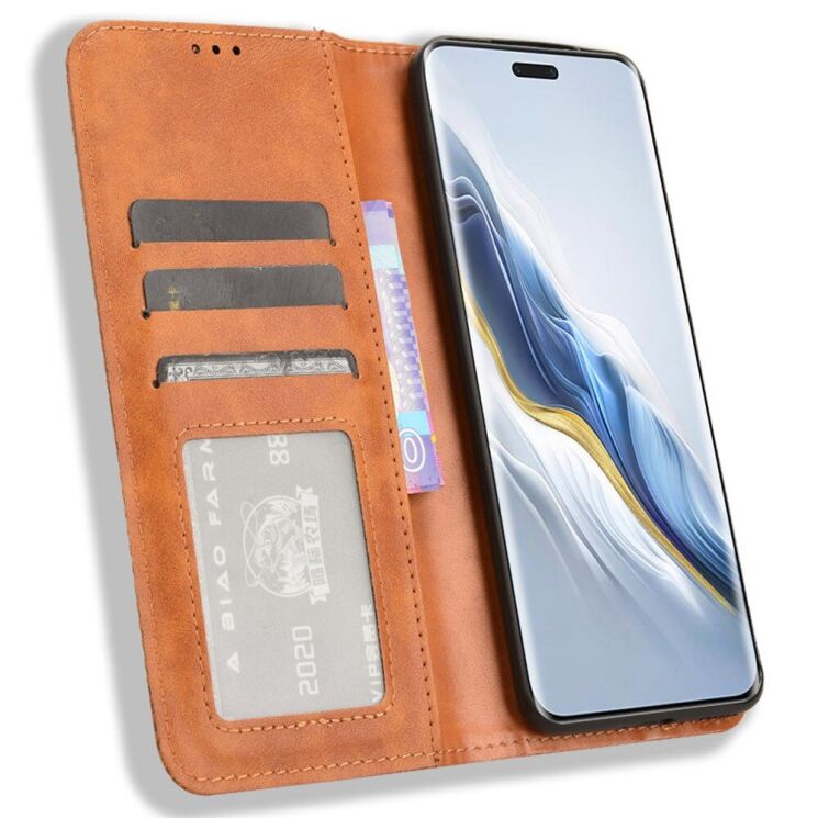 Чохол Deexe Retro Style для Honor Magic 6 Pro - Brown: фото 2 з 7