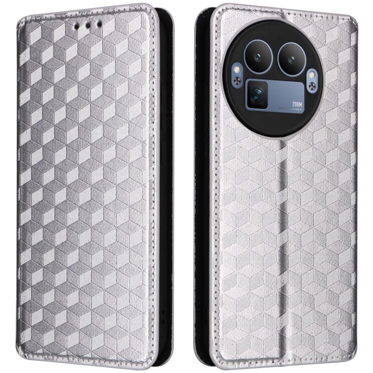 Чехол Deexe Rhombus Book для Realme GT 8 Pro - Silver: фото 1 з 8