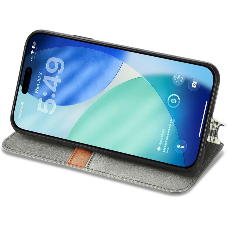 Чохол Deexe Rhombus Wallet для iPhone 18 Pro Max / 17 Pro Max - Grey: фото 3 з 6