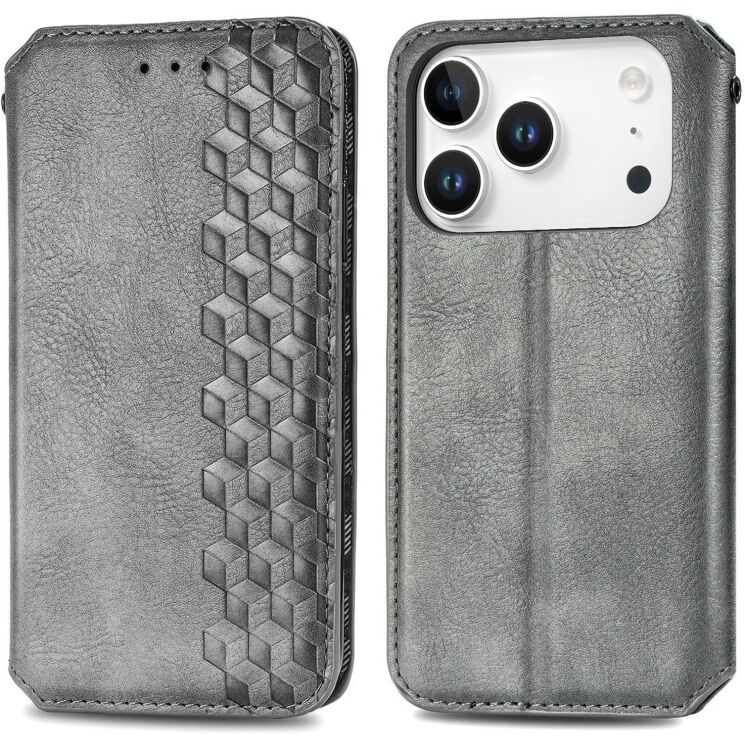 Чохол Deexe Rhombus Wallet для iPhone 18 Pro Max / 17 Pro Max - Grey: фото 1 з 6