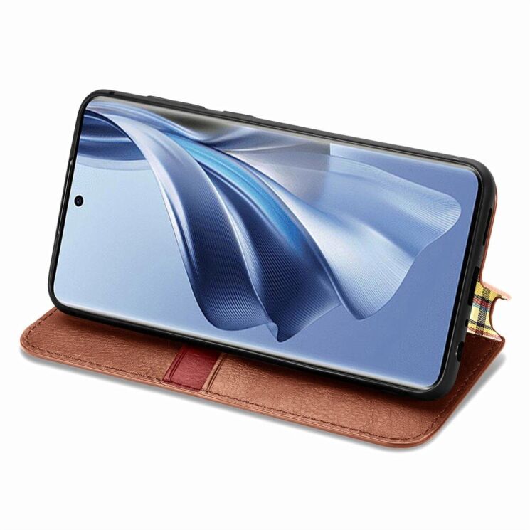Чехол Deexe Rhombus Wallet для OPPO Reno 10 - Brown: фото 3 из 6
