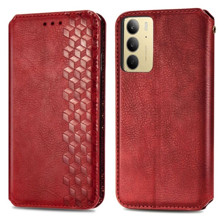 Чехол Deexe Rhombus Wallet для Realme C75 - Red: фото 2 из 9