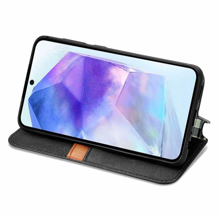 Чехол Deexe Rhombus Wallet для Samsung Galaxy A55 (A556) - Black: фото 3 из 6