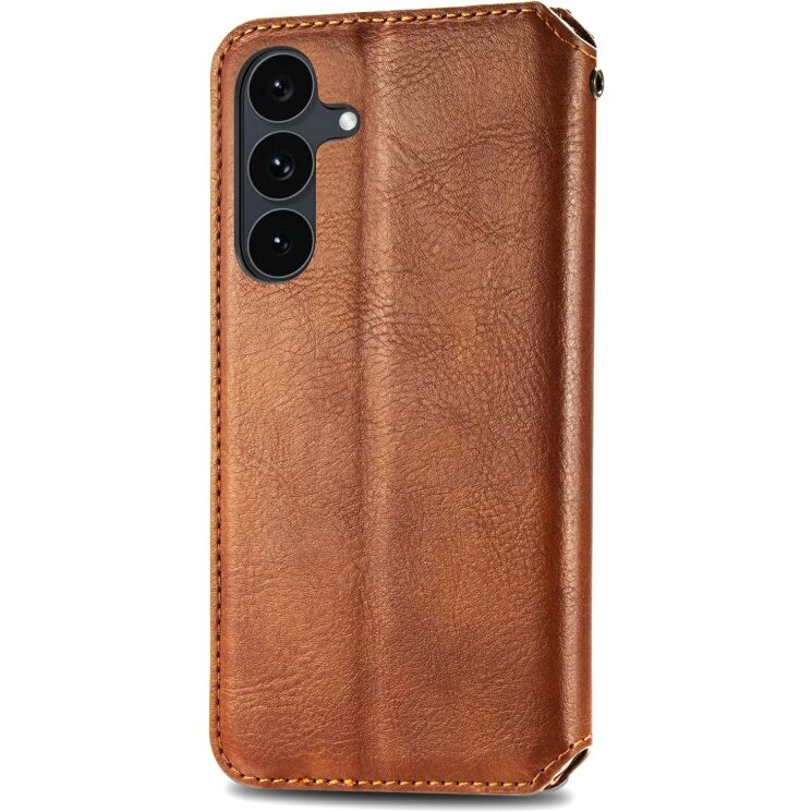 Чехол Deexe Rhombus Wallet для Samsung Galaxy S26 FE - Brown: фото 5 из 6