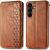 Чехол Deexe Rhombus Wallet для Samsung Galaxy S26 FE - Brown: фото 1 из 6