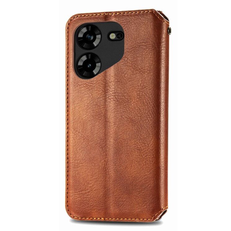 Чехол Deexe Rhombus Wallet для TECNO Pova 5 - Brown: фото 5 из 6