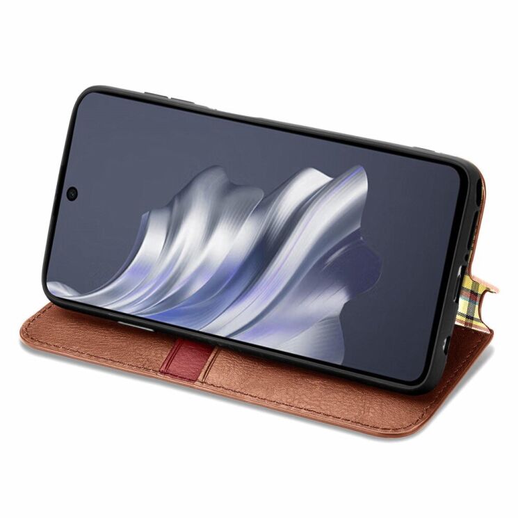 Чехол Deexe Rhombus Wallet для TECNO Spark 20 Pro - Brown: фото 3 из 6