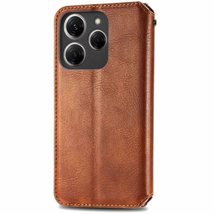 Чехол Deexe Rhombus Wallet для TECNO Spark 20 Pro - Brown: фото 5 из 6