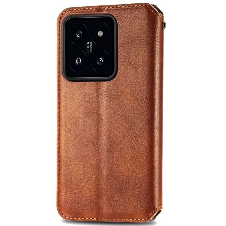 Чехол Deexe Rhombus Wallet для Xiaomi 14T Pro - Brown: фото 4 из 9