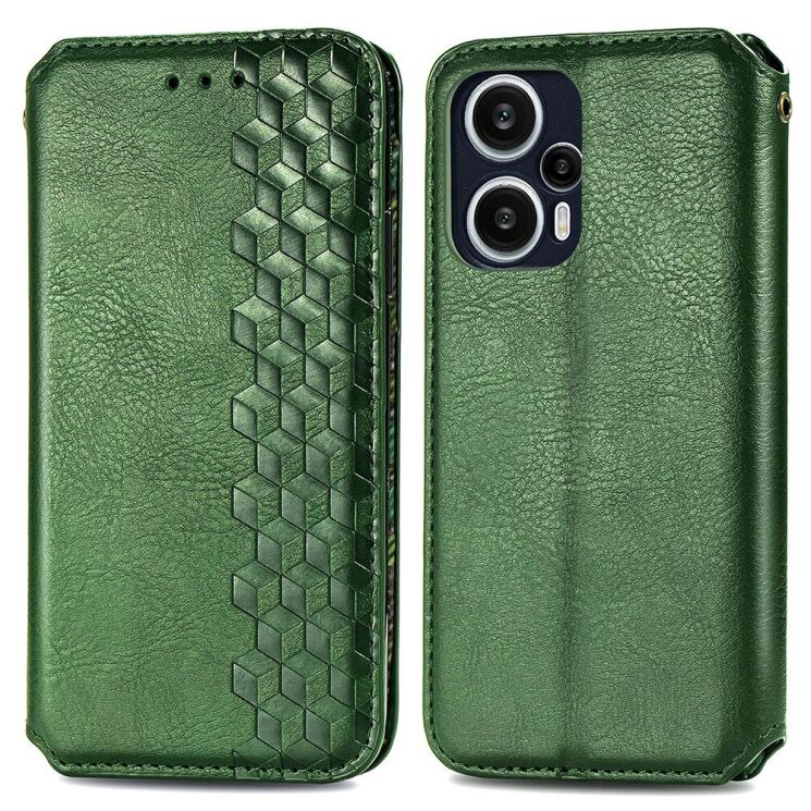 Чехол Deexe Rhombus Wallet для Xiaomi Poco F5 / Redmi Note 12 Turbo - Green: фото 1 из 6