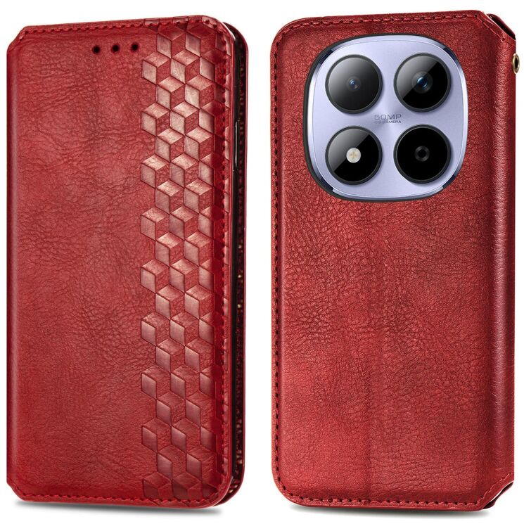 Чохол Deexe Rhombus Wallet для Xiaomi Redmi Note 15 Pro 5G - Red: фото 1 з 11