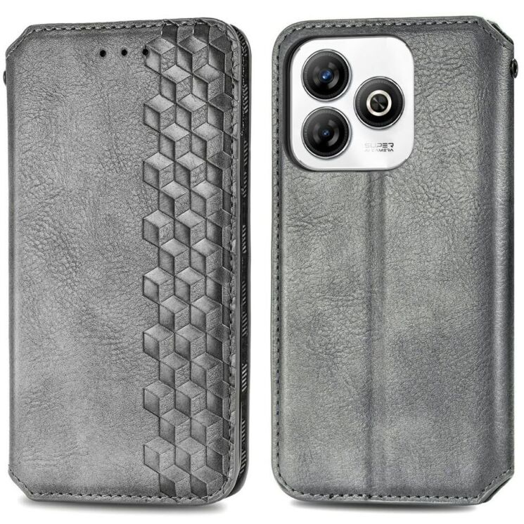 Чохол Deexe Rhombus Wallet для ZTE Blade A75 - Grey: фото 1 з 9