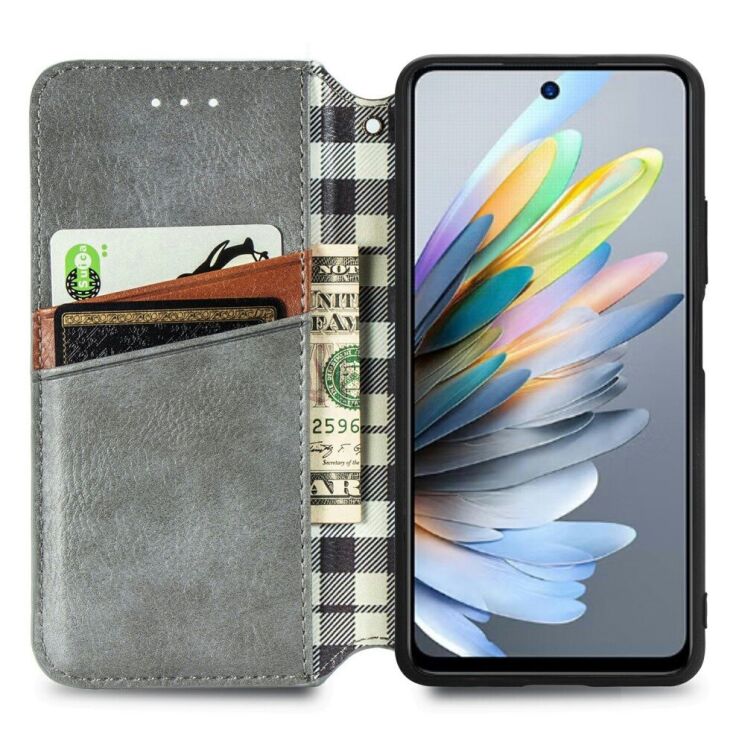Чохол Deexe Rhombus Wallet для ZTE Blade A75 - Grey: фото 2 з 9