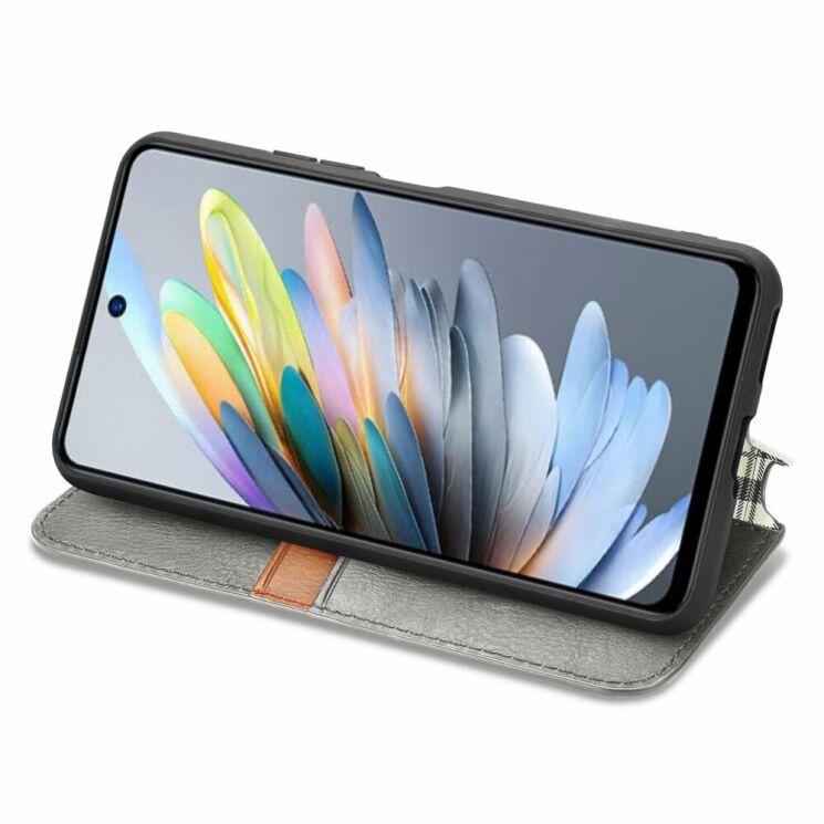 Чохол Deexe Rhombus Wallet для ZTE Blade A75 - Grey: фото 3 з 9
