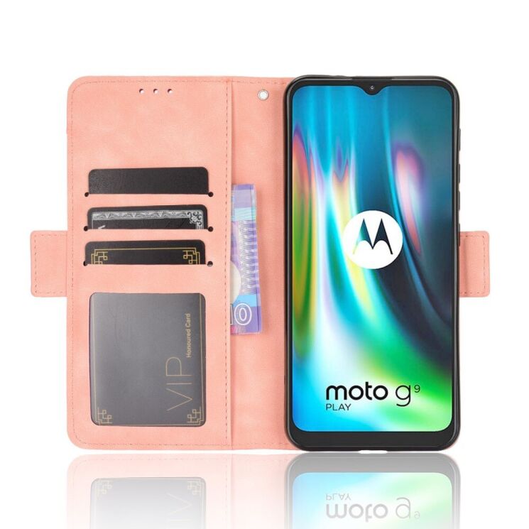 Чохол-книжка з кишеньками Deexe Wallet Stand для Motorola Moto E7 Plus / Moto G9 Play - Pink: фото 5 з 12