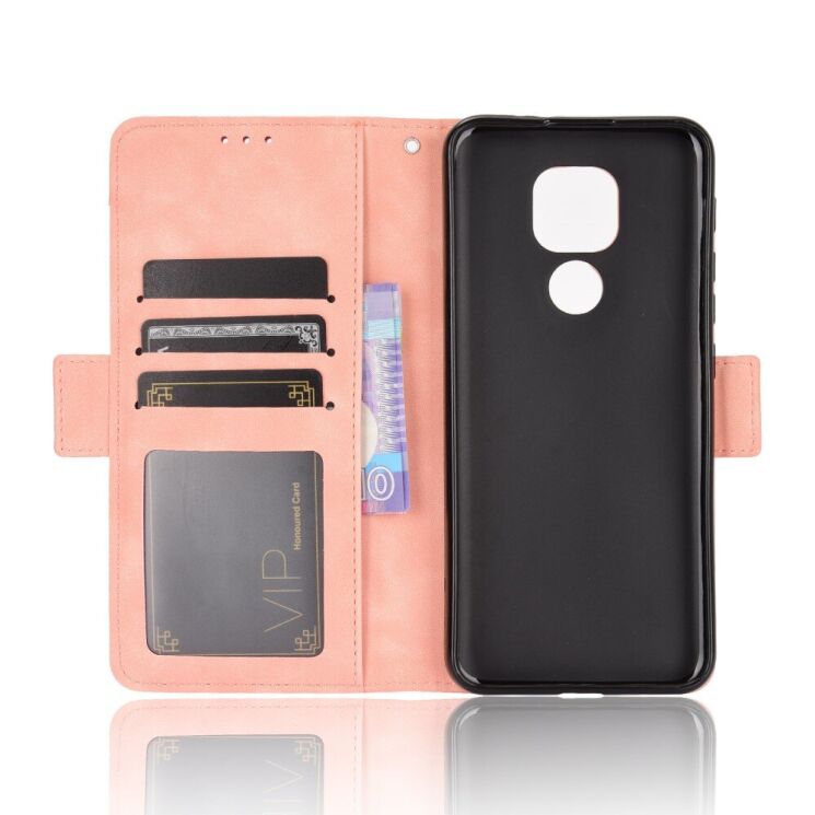 Чохол-книжка з кишеньками Deexe Wallet Stand для Motorola Moto E7 Plus / Moto G9 Play - Pink: фото 4 з 12