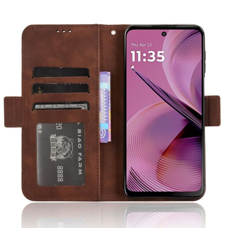Чехол Deexe Wallet Stand для Motorola Moto G55 - Brown: фото 3 из 7