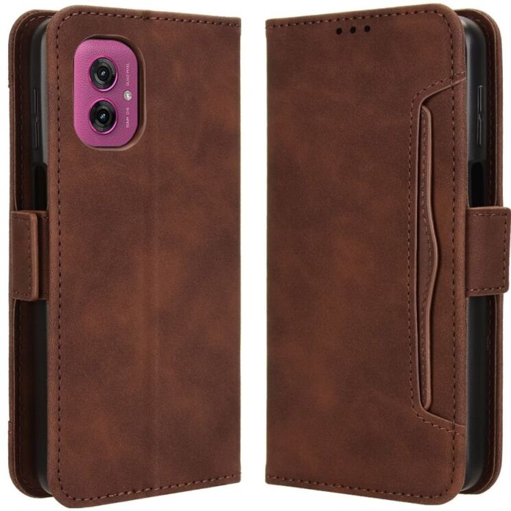 Чехол Deexe Wallet Stand для Motorola Moto G55 - Brown: фото 1 из 7