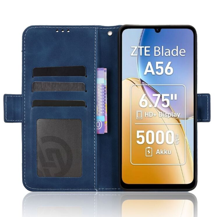 Чехол-книжка с кармашками Deexe Wallet Stand для ZTE Blade A56 - Blue: фото 5 из 15