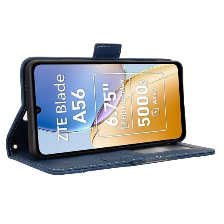 Чехол-книжка с кармашками Deexe Wallet Stand для ZTE Blade A56 - Blue: фото 6 из 15
