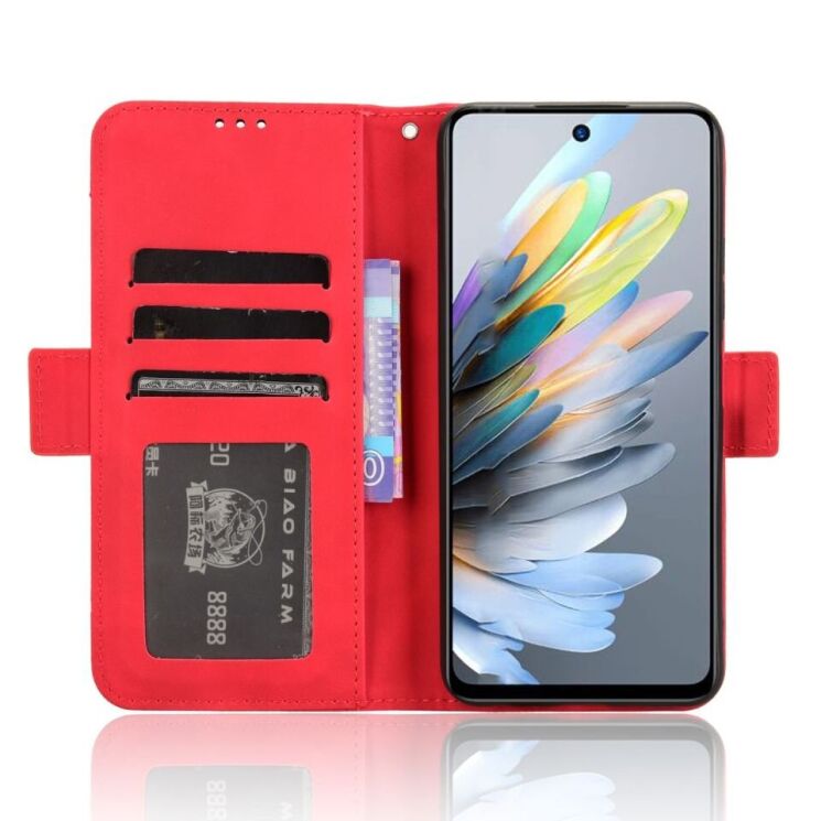Чохол Deexe Wallet Stand для ZTE Blade A75 - Red: фото 3 з 7