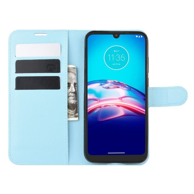 Классический чехол-книжка Deexe Book Type для Motorola Moto E6S / Moto E6i - Blue: фото 4 из 6