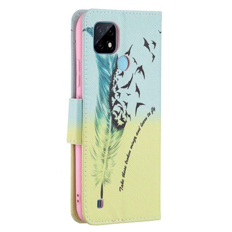 Чехол-книжка Deexe Color Wallet для Realme C21 - Feather/Bird Pattern: фото 4 из 8