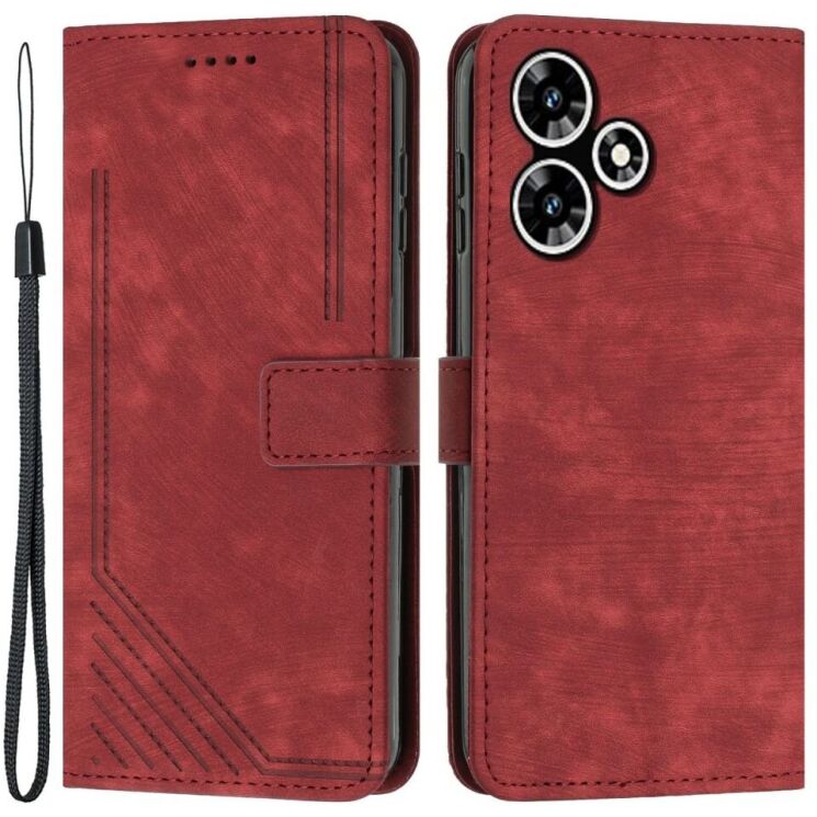 Чехол-книжка Deexe Lines Series для Infinix Hot 30 Play (X6835B) - Red: фото 1 из 12