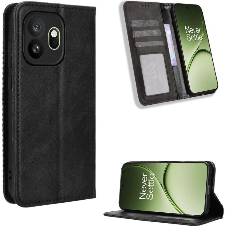 Чохол-книжка Deexe Retro Style для OnePlus 15T - Black: фото 1 з 19