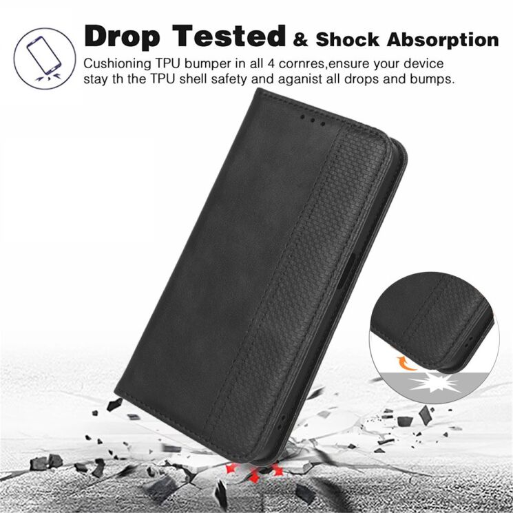 Чохол-книжка Deexe Retro Style для Realme 16 Pro - Black (428008B) Чохол-книжка Deexe Retro Style для Realme 16 Pro - Black: фото 12 з 20
