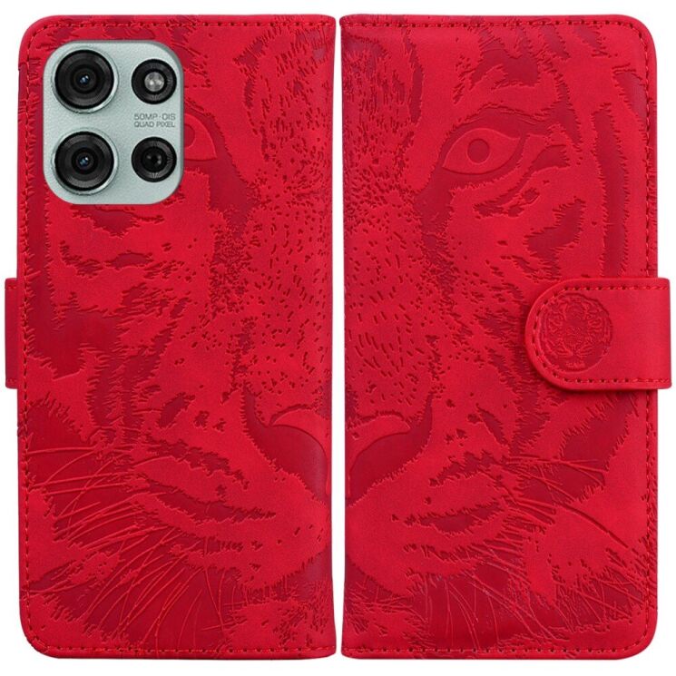 Чехол-книжка Deexe Tiger для Motorola Moto G75 - Red: фото 1 из 7