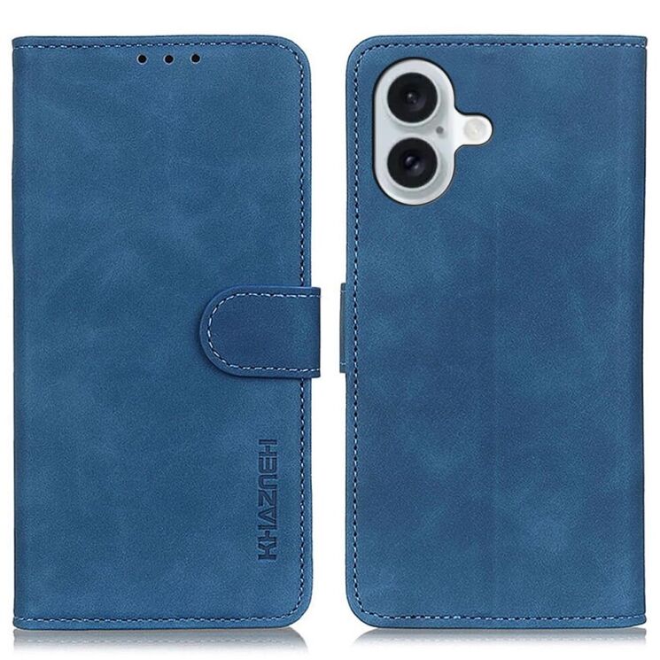 Чехол-книжка KHAZNEH Retro Wallet для Apple iPhone 16 - Blue: фото 1 из 8