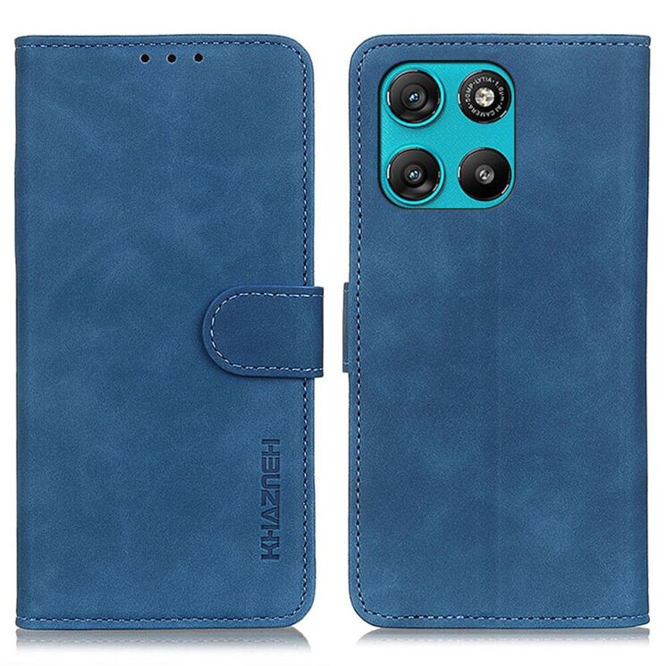 Чохол-книжка з застібкою KHAZNEH Retro Wallet для Motorola Moto G57 Power / G67 Power - Blue: фото 1 з 9