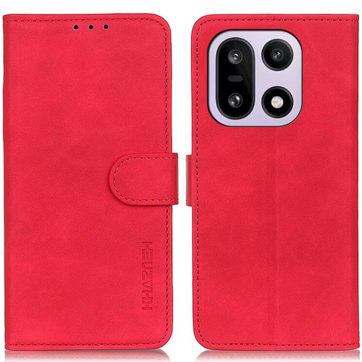 Чехол-книжка с застежкой KHAZNEH Retro Wallet для OnePlus 15 - Red: фото 1 из 10