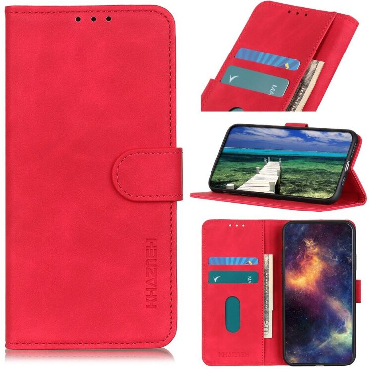 Чехол-книжка с застежкой KHAZNEH Retro Wallet для OnePlus 15 - Red: фото 6 из 10