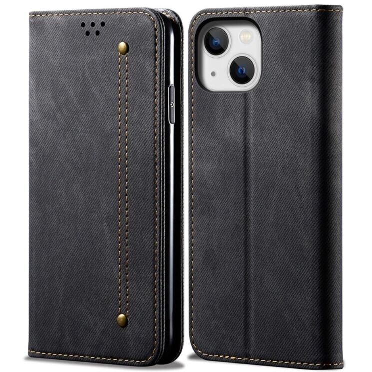 Чехол-книжка UniCase Jeans Wallet для Apple iPhone 15 - Black: фото 1 из 7