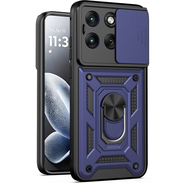 Чехол с защитой камеры Deexe Armor Shield для Motorola Edge 70 Fusion - Blue: фото 1 из 9