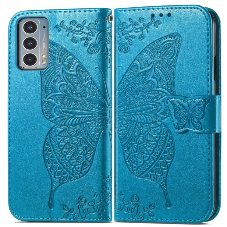 Чохол UniCase Butterfly Pattern для Motorola Edge 20 - Blue: фото 2 з 9