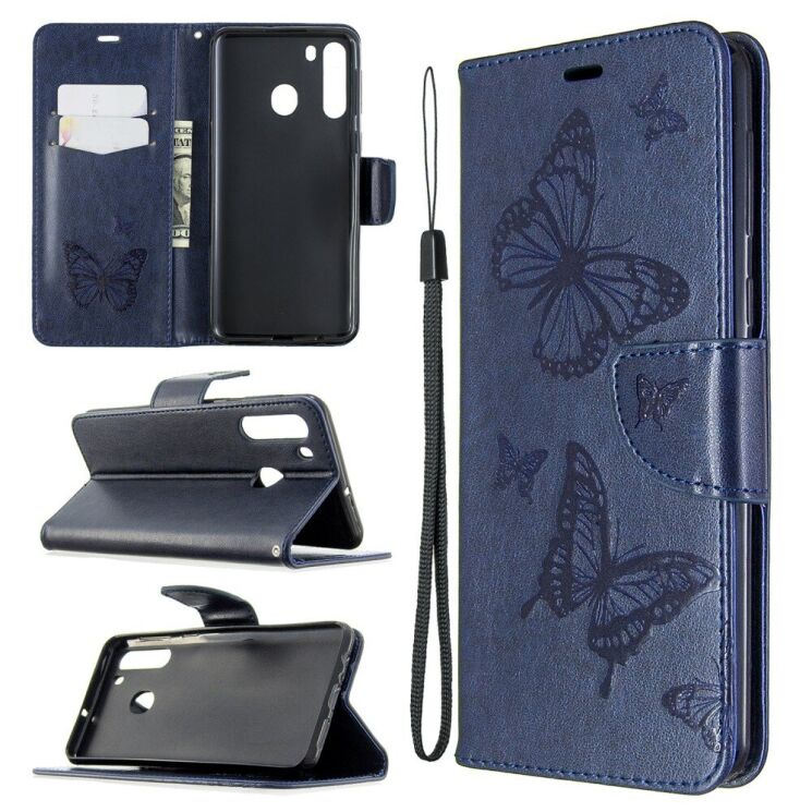 Чохол-книжка з малюнком UniCase Butterfly Pattern для Samsung Galaxy A21 (A215) - Blue: фото 1 з 9
