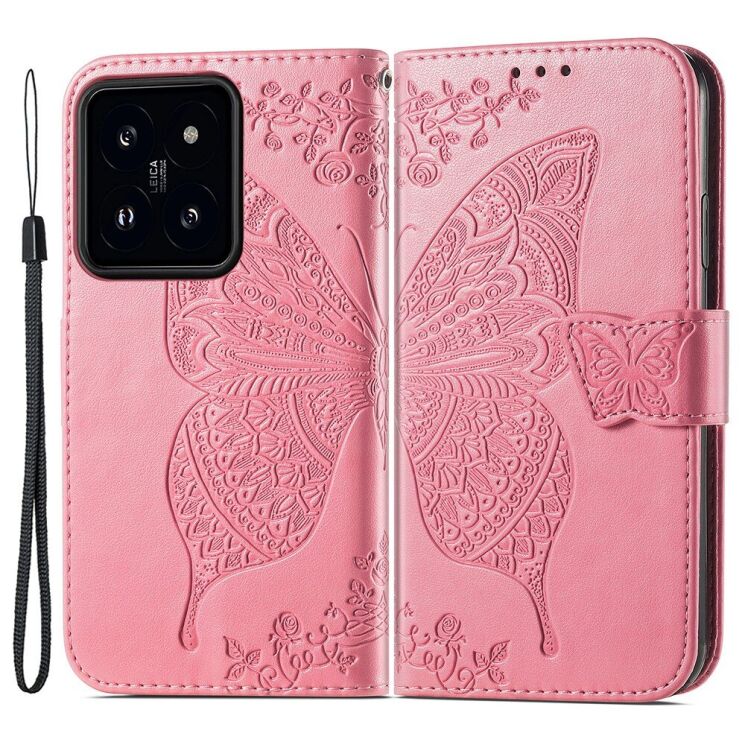 Чехол UniCase Butterfly Pattern для Xiaomi 14 Pro - Pink: фото 1 из 5